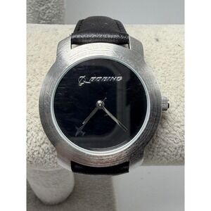 Boeing Mens Watch New Battery 33MM 7.5" Leather Band Black Dial